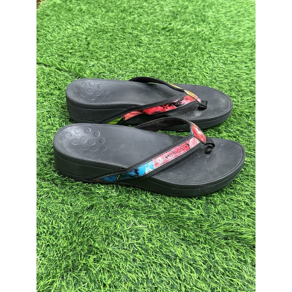 Vionic Pacific High Tide Wedge Flip Flop Sandals Bright Tropical Women's 8 *